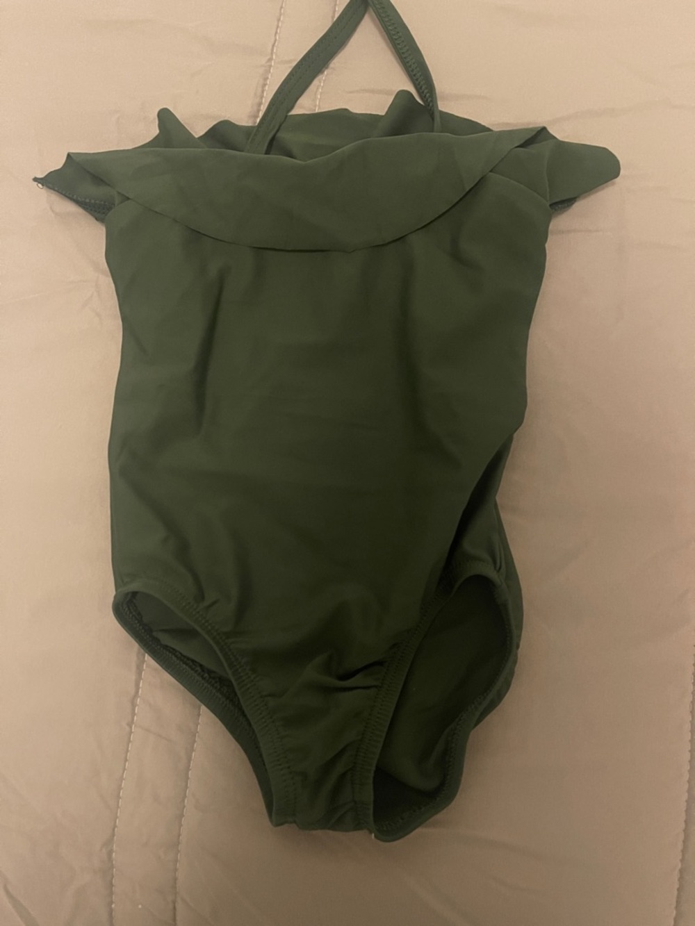 Girls Olive Green One-Piece Swim Suit